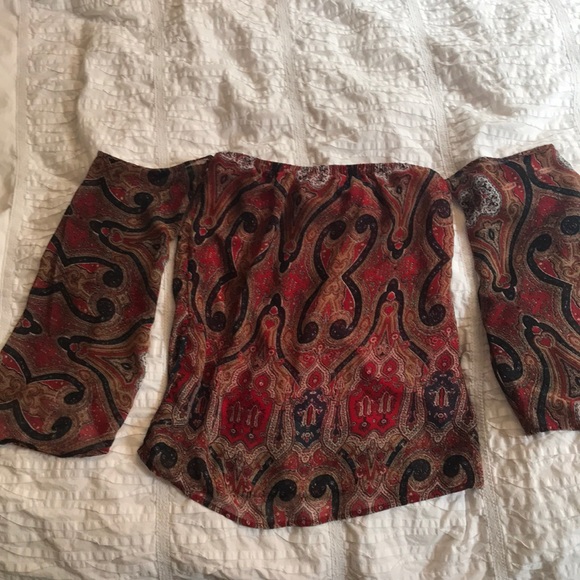 Tobi Tops - Tobi Paisley Off the Shoulder Blouse